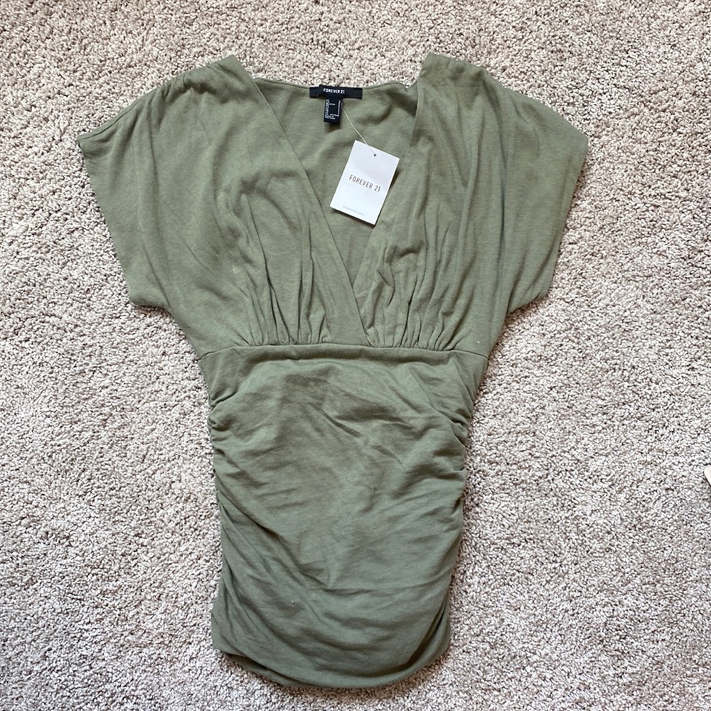 Forever 21 Olive Knit Top/Cap-sleeve